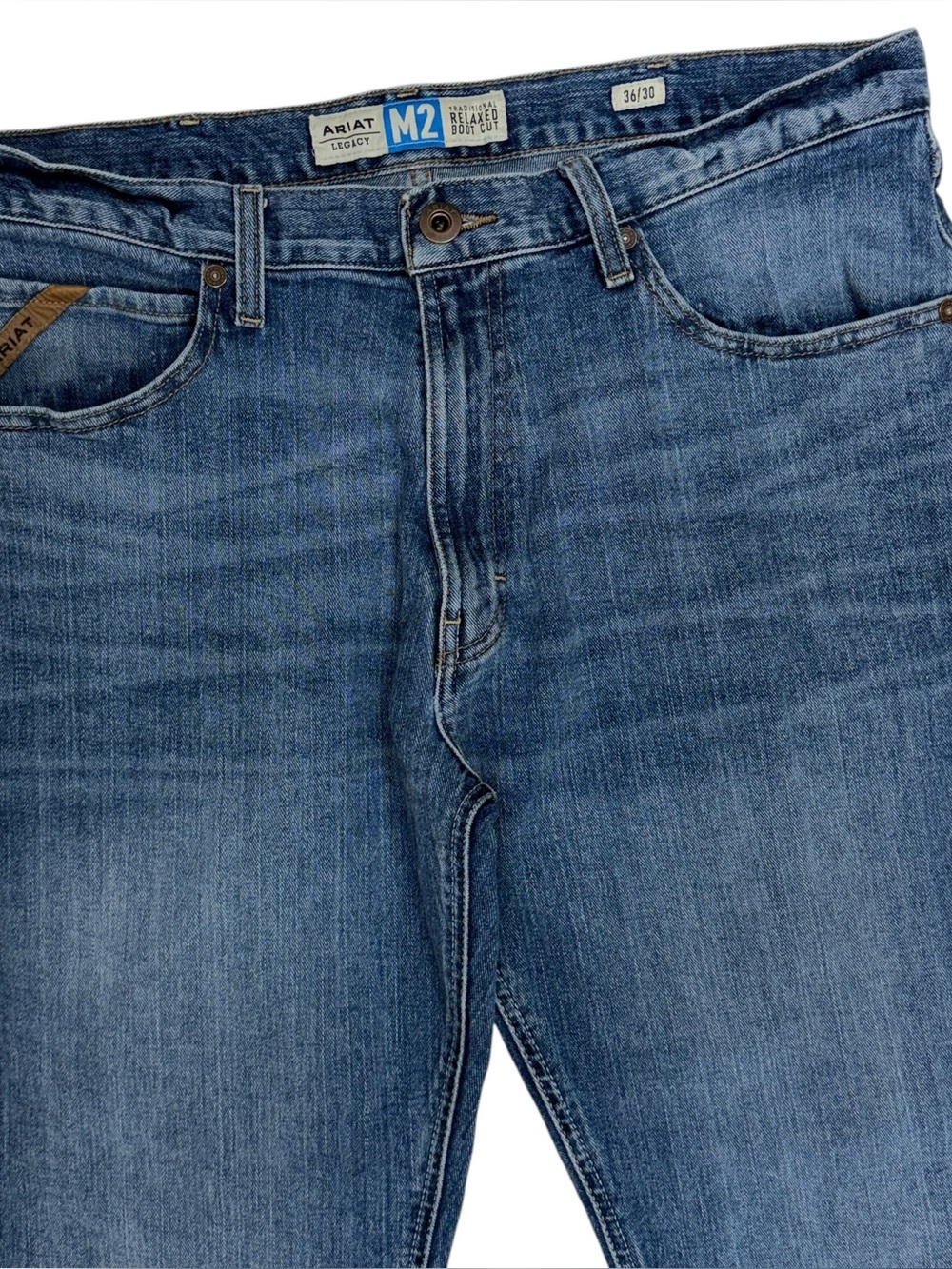 Ariat M2 Relaxed Boot Cut Jeans Men 36x30 Blue Stretch Denim Cowboy Western Work